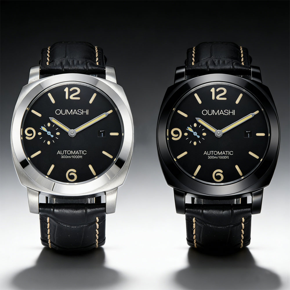 Leather Watch Strap - 44mm メンズ腕時計 シーガル ST2555 ムーブメント ステンレススチールケース
