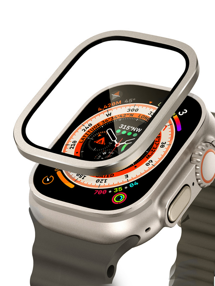 Smartwatch Apple Watches For Men - Apple Watch用の傷防止強化ガラス,チタンメタルフレーム,スクリーンプロテクター,アクセサリー,ウルトラシリーズ2,49mm