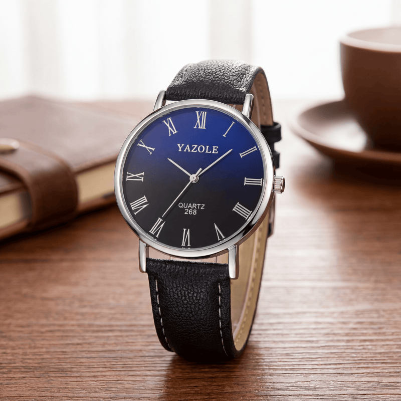 Smartwatch Watches Gift For Men - YAZOLE ミニマリストクォーツ時計男性用超薄型ローマ数字ダイヤルレザーストラップカジュアルビジネスマン腕時計ギフト時計