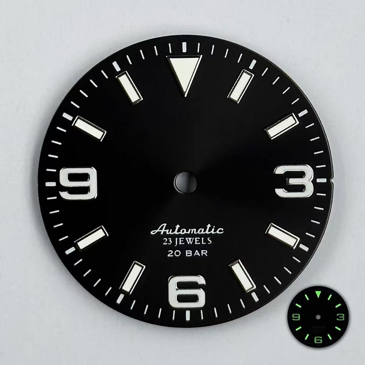 Luminous Dial Face - NH35ダイヤル 28.5mm ダイヤル改造 369フェイス グリーン夜光ダイヤル Sダイヤル