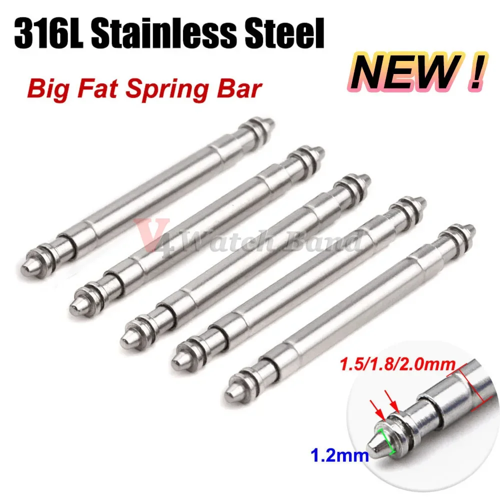 Spring Bar Tool - 316L ステンレス鋼ビッグファット時計バンドスプリングバー時計修理ツール金属鋼スプリングピンリンクピン 2.0 ミリメートル 1.8 ミリメートル