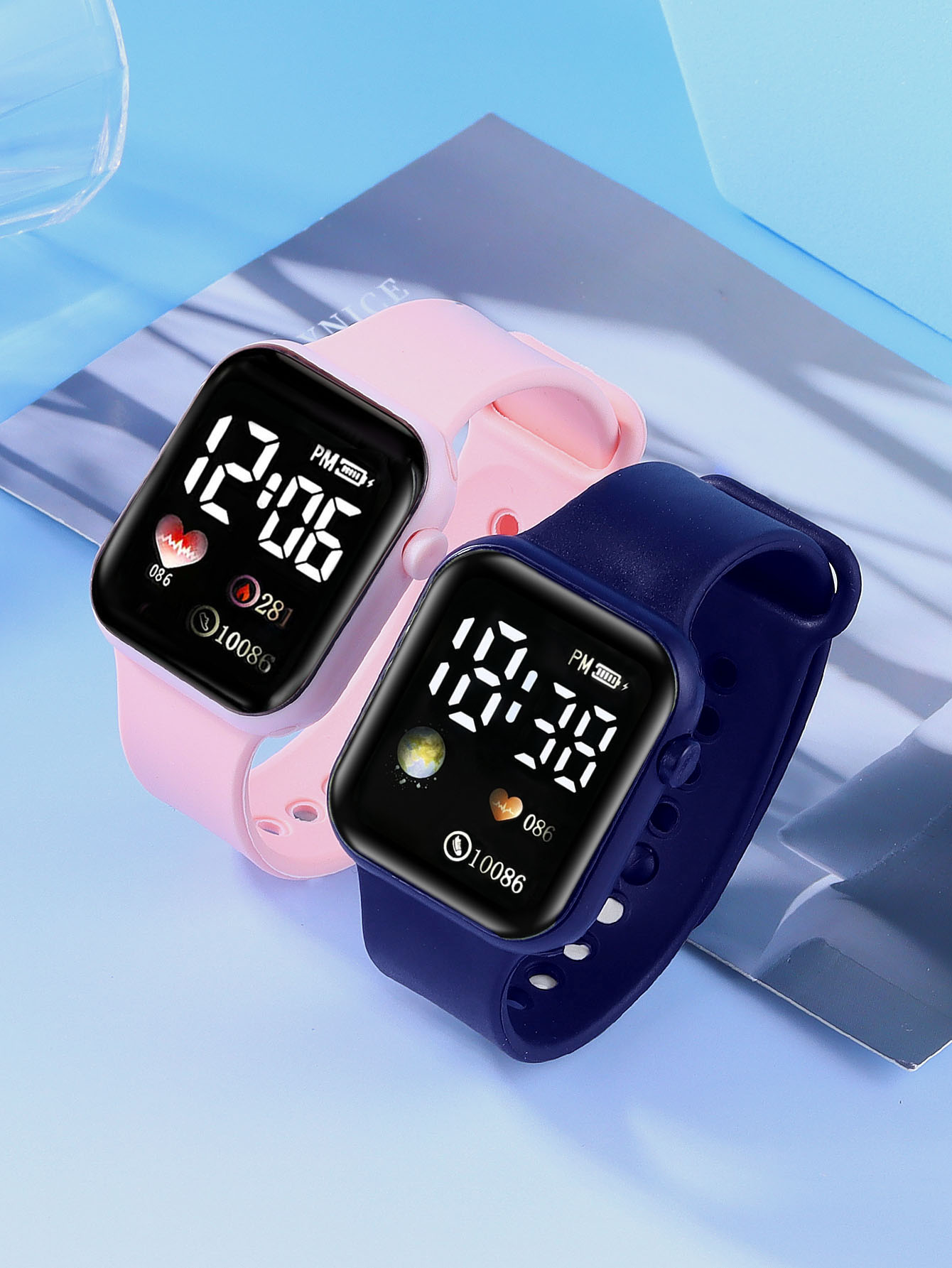 Smartwatch Watches Digital - LEDシリコンスクエア電子時計ハートパターン装飾ギフトウォッチスマートウォッチではありません