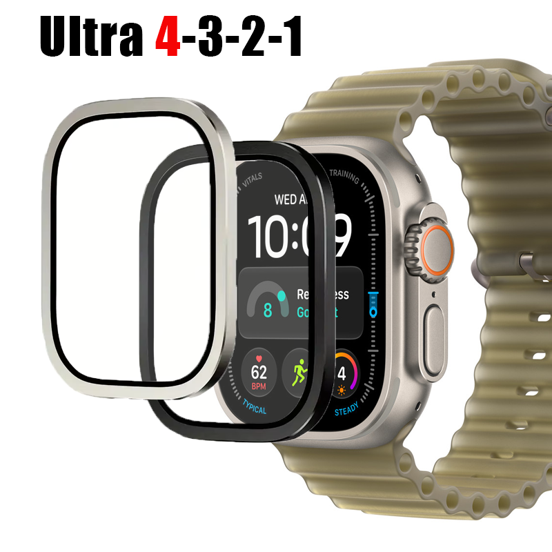 Smartwatch Apple Watches For Men - Apple Watch Ultra 4 49mm用、アルミニウム合金製ケース＋強化ガラスフィルム。傷防止スクリーンプロテクター。iWatch Ultra