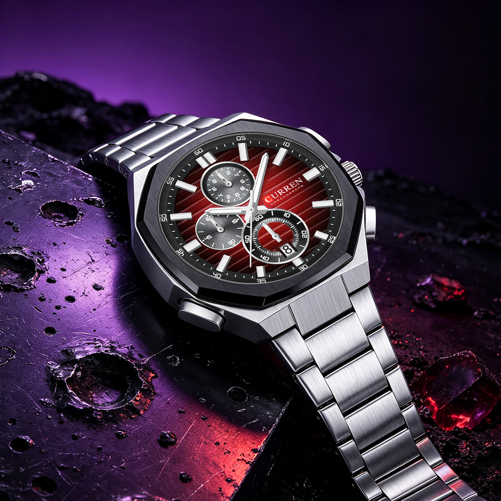 Smartwatch Watches Gift For Men - CURREN メンズ腕時計、高級感あふれるビジネス用クォーツ時計、ステンレススチール製スポーツクロノグラフ、紳士へのファッションギフトに最適。