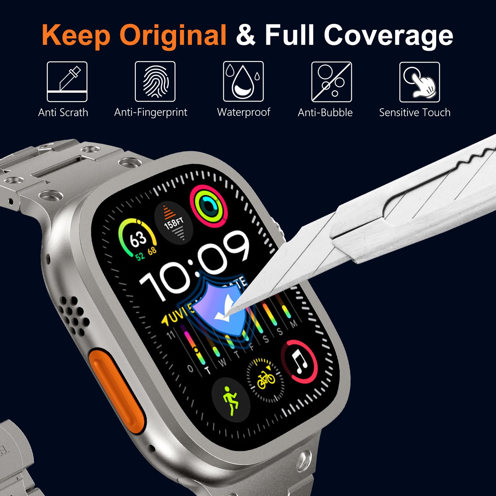 Apple Watch用の傷防止強化ガラス,チタンメタルフレ - Smartwatch Apple Watches For Men のレビューと価格