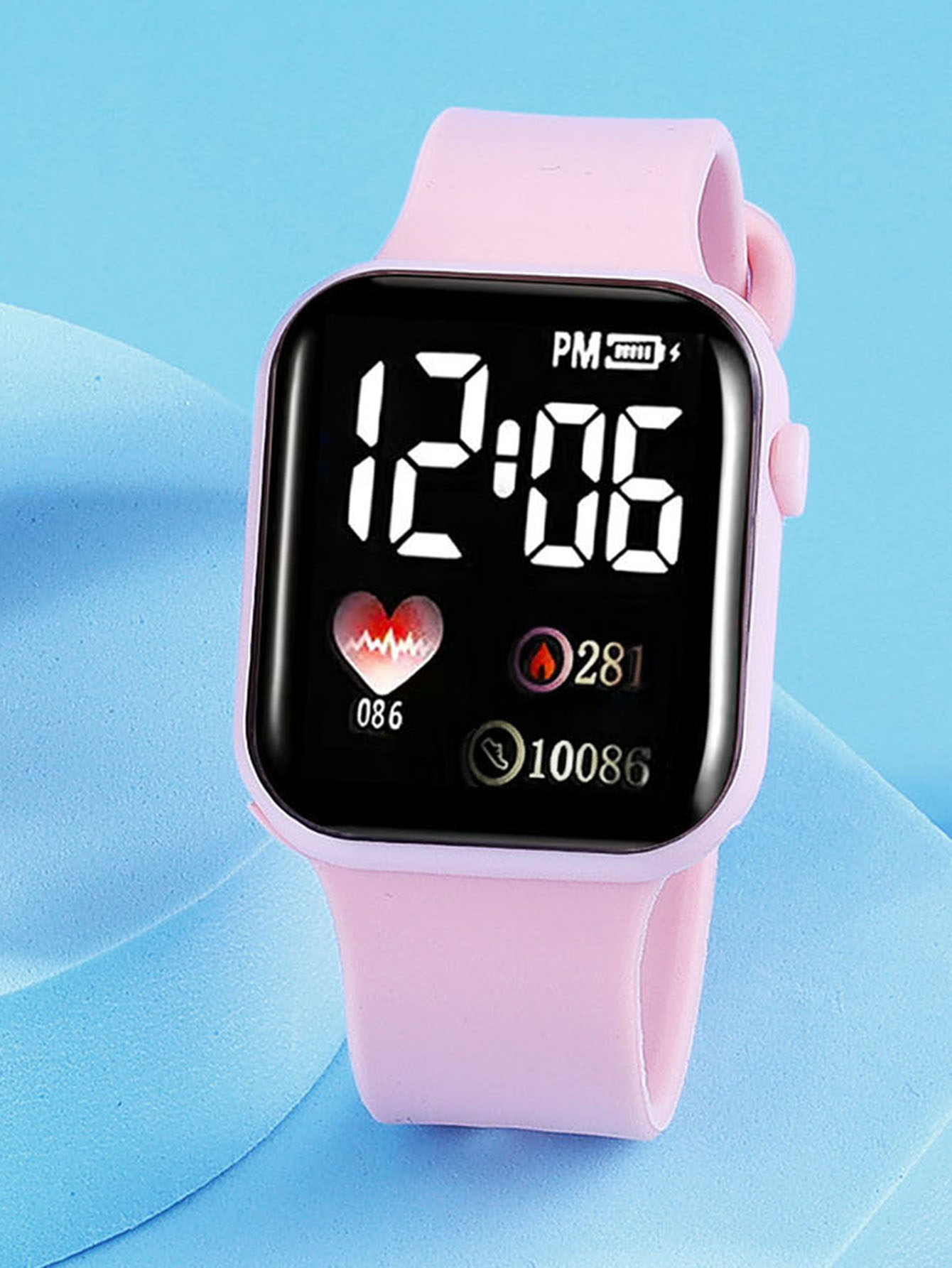 LEDシリコンスクエア電子時計ハートパターン装飾ギフトウォッ - Smartwatch Watches Digital のレビューと価格