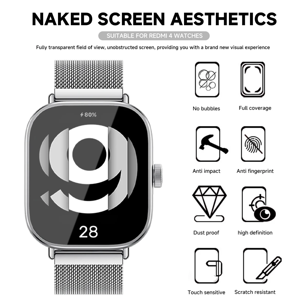 Xiaomi Redmi Watch 5および4用の強化ガラ - Smartwatch Redmi Watches のレビューと価格