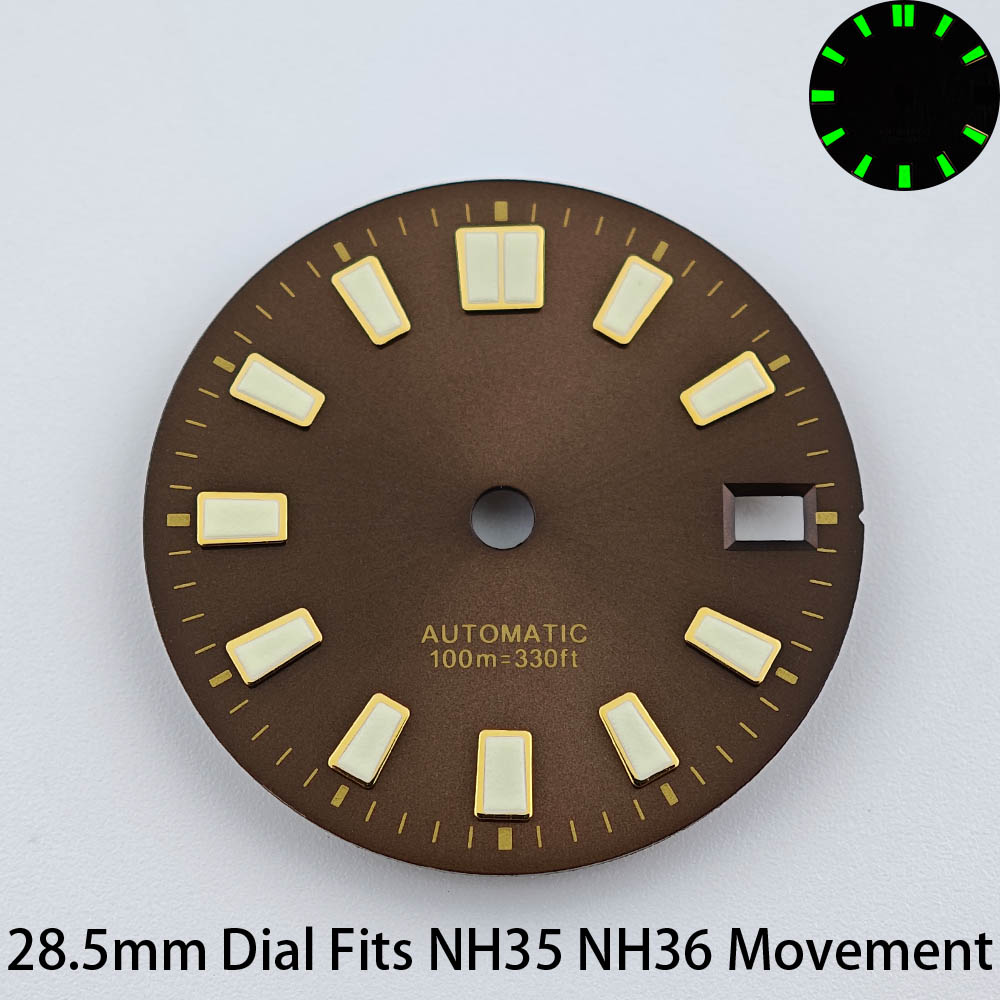 28.5mmシングルカレンダーウォッチダイヤルグリーン夜光文 - Luminous Dial Face のレビューと価格